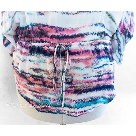 FIFTEEN TWENTY Colorful Silk Dolman Sleeve Relaxed-Fit Blouse + Drawstring Waist - Picture 6 of 13
